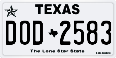 TX license plate DOD2583