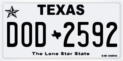 TX license plate DOD2592