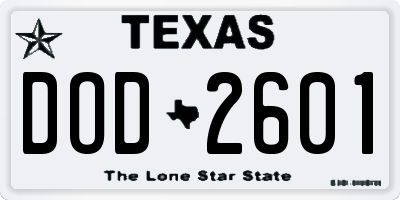 TX license plate DOD2601