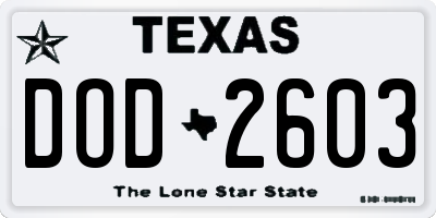 TX license plate DOD2603