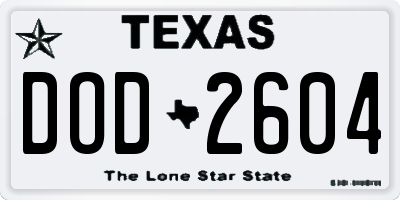 TX license plate DOD2604