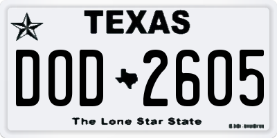 TX license plate DOD2605