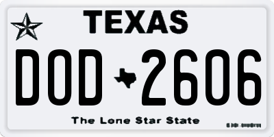 TX license plate DOD2606