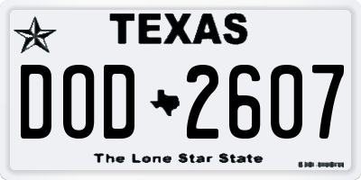 TX license plate DOD2607