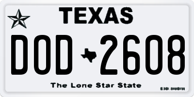 TX license plate DOD2608