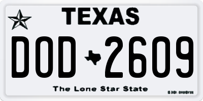 TX license plate DOD2609