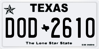 TX license plate DOD2610