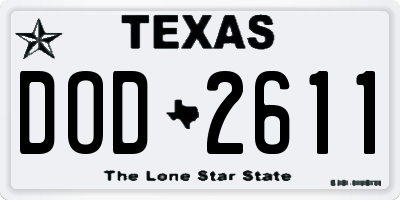 TX license plate DOD2611