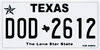 TX license plate DOD2612