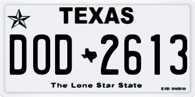 TX license plate DOD2613
