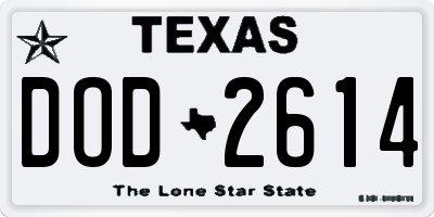 TX license plate DOD2614