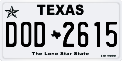 TX license plate DOD2615