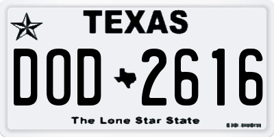 TX license plate DOD2616