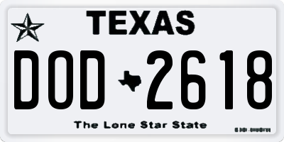 TX license plate DOD2618