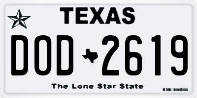 TX license plate DOD2619