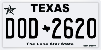 TX license plate DOD2620