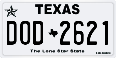 TX license plate DOD2621