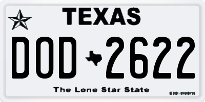 TX license plate DOD2622
