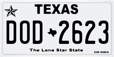 TX license plate DOD2623