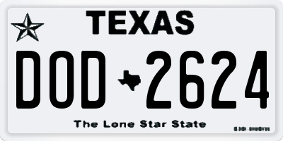 TX license plate DOD2624