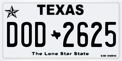 TX license plate DOD2625