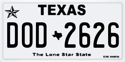 TX license plate DOD2626