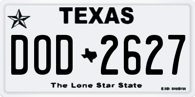 TX license plate DOD2627