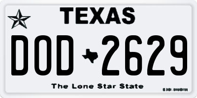 TX license plate DOD2629