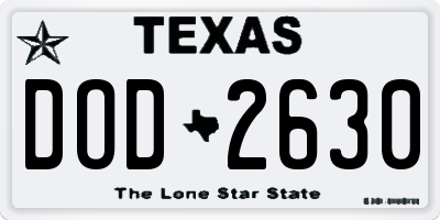 TX license plate DOD2630