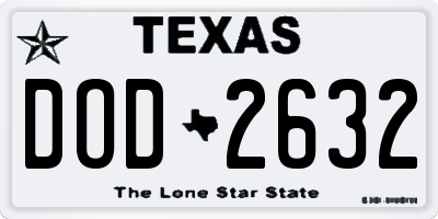 TX license plate DOD2632