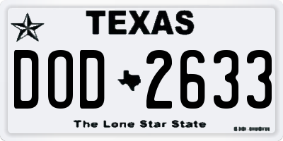 TX license plate DOD2633
