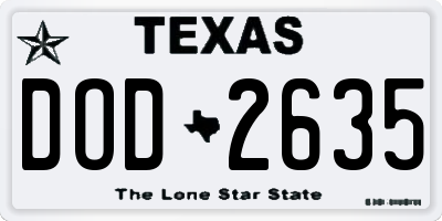 TX license plate DOD2635