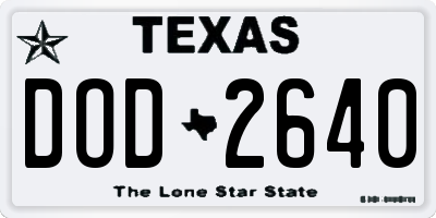 TX license plate DOD2640