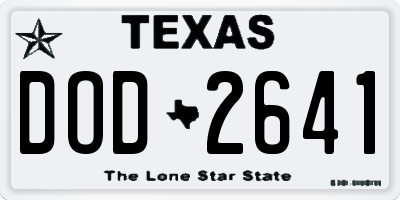 TX license plate DOD2641