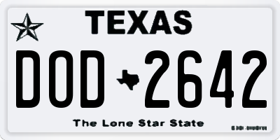TX license plate DOD2642