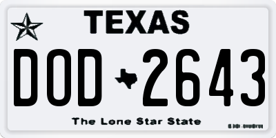 TX license plate DOD2643