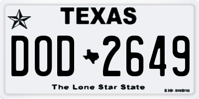 TX license plate DOD2649