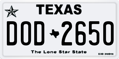 TX license plate DOD2650