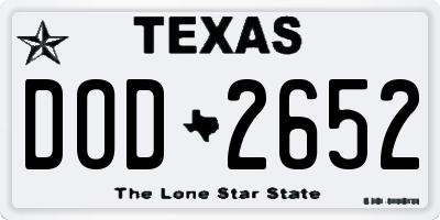 TX license plate DOD2652
