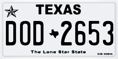 TX license plate DOD2653