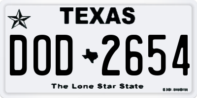 TX license plate DOD2654