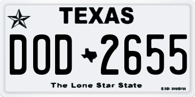 TX license plate DOD2655