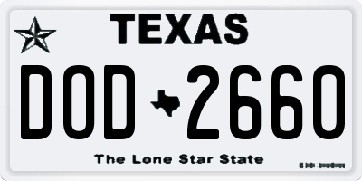 TX license plate DOD2660