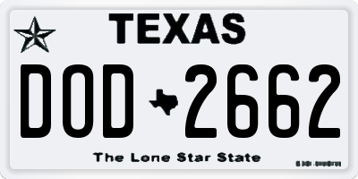 TX license plate DOD2662