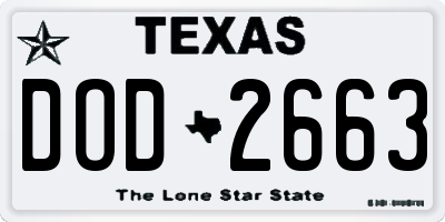 TX license plate DOD2663