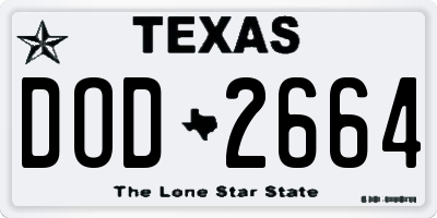 TX license plate DOD2664