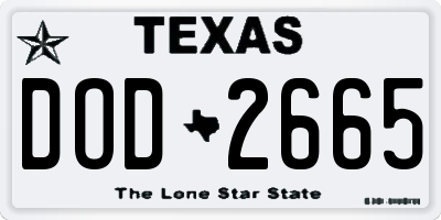 TX license plate DOD2665