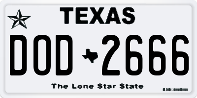 TX license plate DOD2666