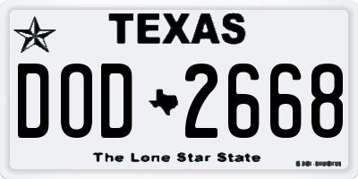 TX license plate DOD2668