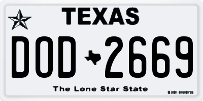 TX license plate DOD2669
